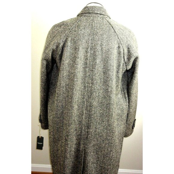 OOBE Brand Men's Wool Lowell Trench Top Coat Herringbone Brown Black Ink NWT - Picture 7 of 10